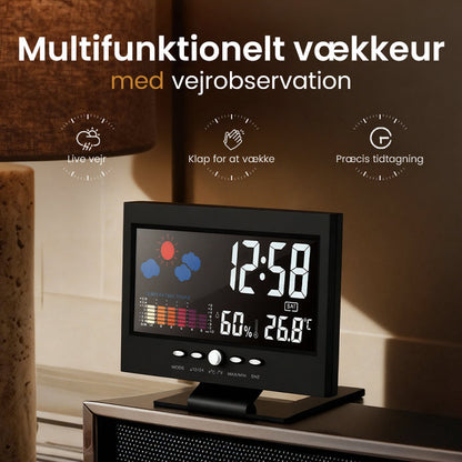 l temperaturmonitor Vejrudsigt LED-vækkeur