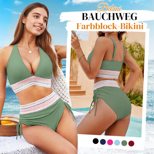 👙Hoch taillierte Bikini-Sets mit Bauchkontrolle und Farbblockdesign