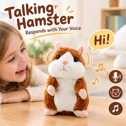 ✨Talende hamster-plysdyr – gentager alt, hvad du siger, ryster automatisk på hovedet – sjov for både børn og voksne.🎁