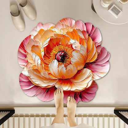 Stark wasserabsorbierende Badematte aus Kieselgur mit Blumenmuster