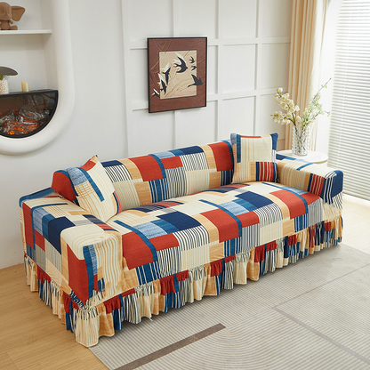 🛋️ Spar 50 %! 🏠 Strækbart betræk til sofaen – med flæset kant og et øjeblikkeligt nyt look ✨
