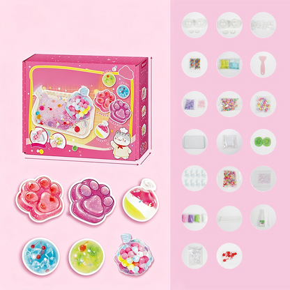 🔥🧁Gør-det-selv-sæt til stegt is-squishy-legetøj med katteklo-design til børn