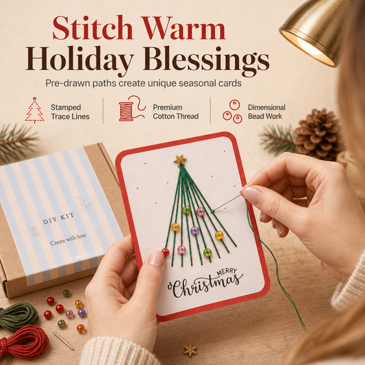 ⏳Time-Limited Special⏰ DIY Christmas Greeting Card Making Kit — Pre-Drawn Stitching Paths 🧵