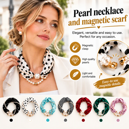 🤍 LIMITED-TIME 50% OFF! ✨ Pearl Scarf Necklace – Timeless Elegance, Versatile Style, Easy Wear 🎀
