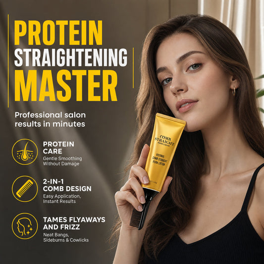 Proteinbaseret hårglatningscreme med indbygget stylingkam
